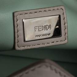 Pre Owned Fendi Nude/Black Leather Mini Mirror Monster 2Jours Tote