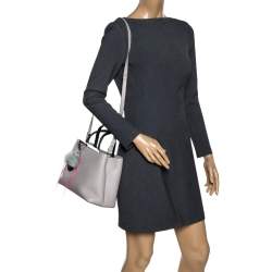 Pre Owned Fendi Nude/Black Leather Mini Mirror Monster 2Jours Tote