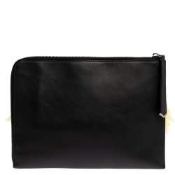 Pre Owned Fendi Black Leather and Python Dolce Monster Clutch