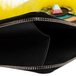Pre Owned Fendi Black Leather and Python Dolce Monster Clutch