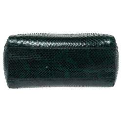 Pre Owned Fendi Green Python Mini Peekaboo Top Handle Bag