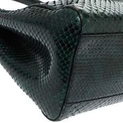Pre Owned Fendi Green Python Mini Peekaboo Top Handle Bag