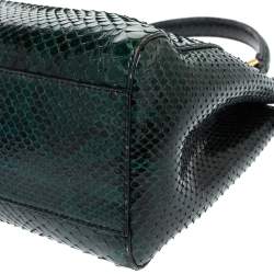 Pre Owned Fendi Green Python Mini Peekaboo Top Handle Bag
