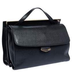 Pre Owned Fendi Black Textured Leather Small Demi Jour Top Handle Bag