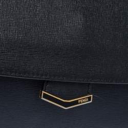 Pre Owned Fendi Black Textured Leather Small Demi Jour Top Handle Bag