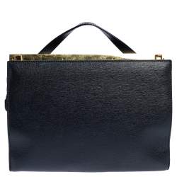 Pre Owned Fendi Black Textured Leather Small Demi Jour Top Handle Bag