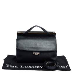 Pre Owned Fendi Black Textured Leather Small Demi Jour Top Handle Bag