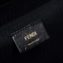 Pre Owned Fendi Black Textured Leather Small Demi Jour Top Handle Bag