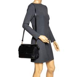 Pre Owned Fendi Black Textured Leather Small Demi Jour Top Handle Bag