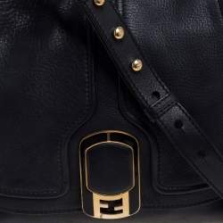 Pre Owned Fendi Black Leather Flap Anna Crossbody Bag