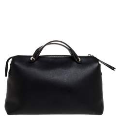 Pre Owned Fendi Black Leather Medium By The Way Boston Bag
