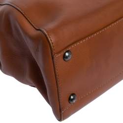 Pre Owned Fendi Tan Leather Medium Peekaboo Top Handle Bag