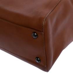 Pre Owned Fendi Tan Leather Medium Peekaboo Top Handle Bag