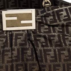 Pre Owned Fendi Metallic Gold Zucca Canvas Large Mia Shoulder Bag