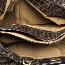 Pre Owned Fendi Metallic Gold Zucca Canvas Large Mia Shoulder Bag