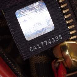 Pre Owned Fendi Beige/Red Zucca Corda Pumpkin Rope and Leather Large Peekaboo Top Handle Bag