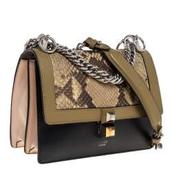 Pre Owned Fendi Multicolor Python and Leather Kan I Crossbody Bag