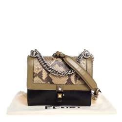 Pre Owned Fendi Multicolor Python and Leather Kan I Crossbody Bag