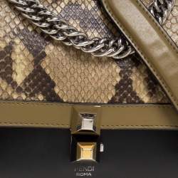 Pre Owned Fendi Multicolor Python and Leather Kan I Crossbody Bag