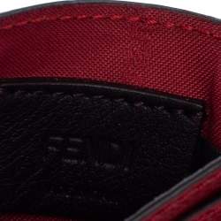 Pre Owned Fendi Red Leather F Logo Card Holder
