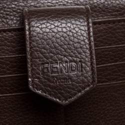Pre Owned Fendi Brown Zucca Canvas and Leather Continental Wallet