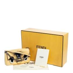 Pre Owned Fendi Yellow Leather and Fur Micro Monster Baguette Bag