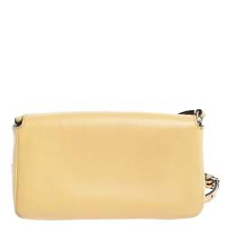 Pre Owned Fendi Yellow Leather and Fur Micro Monster Baguette Bag