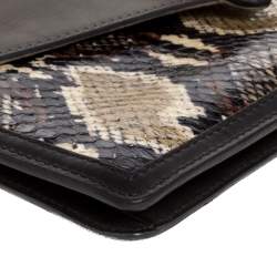 Pre Owned Fendi Multicolor Python and Leather Envelope Clutch