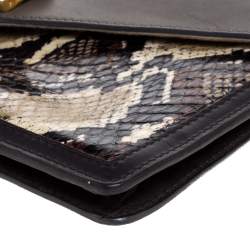 Pre Owned Fendi Multicolor Python and Leather Envelope Clutch