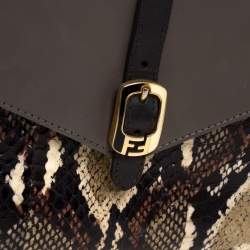 Pre Owned Fendi Multicolor Python and Leather Envelope Clutch