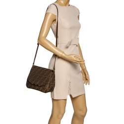 Pre Owned Fendi Tobacco Zucca Canvas and Leather Crossbody Bag