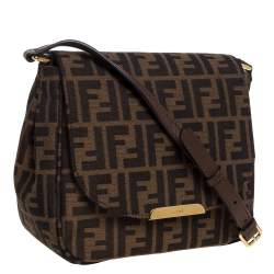 Pre Owned Fendi Tobacco Zucca Canvas and Leather Crossbody Bag