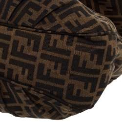Pre Owned Fendi Tobacco Zucca Canvas Mia Flap Shoulder Bag