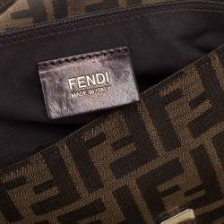 Pre Owned Fendi Tobacco Zucca Canvas Mia Flap Shoulder Bag