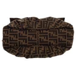 Pre Owned Fendi Tobacco Zucca Canvas Mia Flap Shoulder Bag