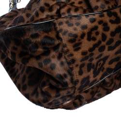 مملوكة مسبقًا Fendi Brown/Black Leopard Print Calfhair Large Mia Shoulder Bag