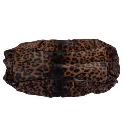 مملوكة مسبقًا Fendi Brown/Black Leopard Print Calfhair Large Mia Shoulder Bag