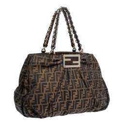 Pre Owned Fendi Tobacco Zucca Canvas Large Mia Shoulder Bag