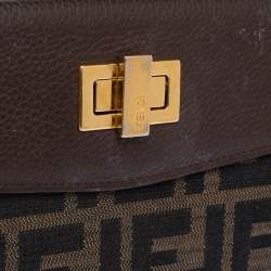 Pre Owned Fendi Brown Zucca Canvas and Leather Continental Wallet
