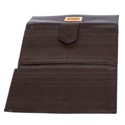 Pre Owned Fendi Brown Zucca Canvas and Leather Continental Wallet