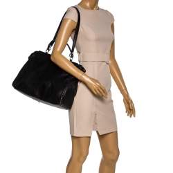 Pre Owned Fendi Black Leather Large Peekaboo Top Handle Bag