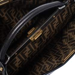 Pre Owned Fendi Black Leather Large Peekaboo Top Handle Bag