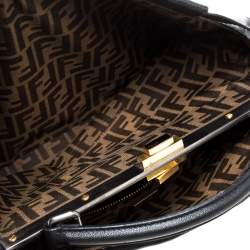 Pre Owned Fendi Black Leather Large Peekaboo Top Handle Bag