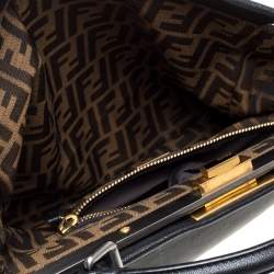 Pre Owned Fendi Black Leather Large Peekaboo Top Handle Bag