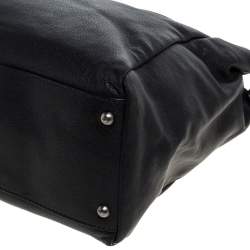 Pre Owned Fendi Black Leather Large Peekaboo Top Handle Bag