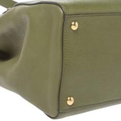 Pre Owned Fendi Olive Green Leather Medium 2Jours Tote