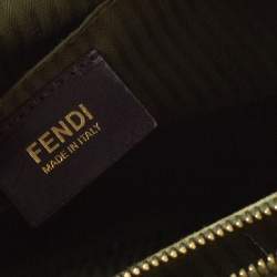 Pre Owned Fendi Olive Green Leather Medium 2Jours Tote