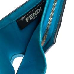 Pre Owned Fendi Multicolor Ellite Birds Print Leather Flap Compact Wallet