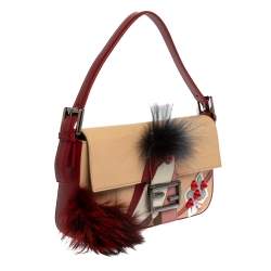 Fendi Multicolor Leather and Snakeskin Embellished Mamma Baguette Bag