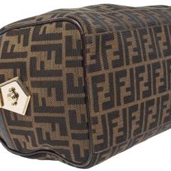 Pre Owned Fendi Tobacco Zucca Coated Canvas Small Boston Bag